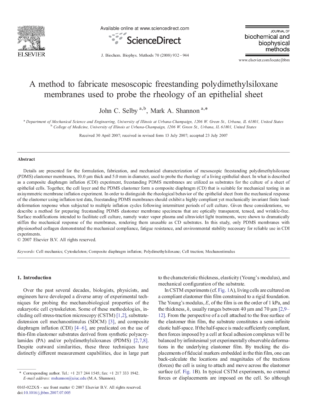 A method to fabricate mesoscopic freestanding polydimethylsiloxane membranes used to probe the rheology of an epithelial sheet