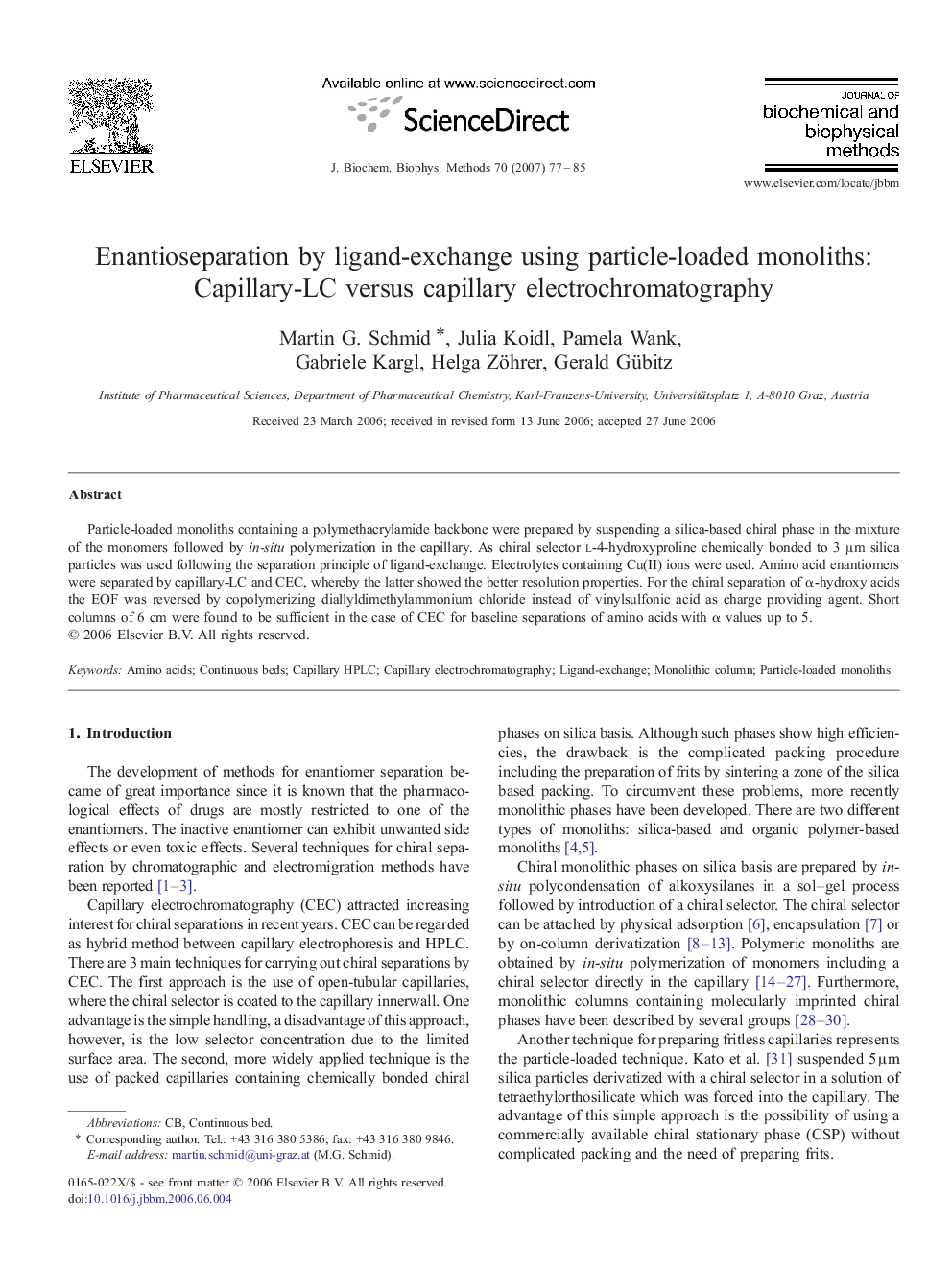 Enantioseparation by ligand-exchange using particle-loaded monoliths: Capillary-LC versus capillary electrochromatography