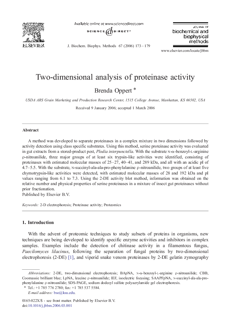 Two-dimensional analysis of proteinase activity