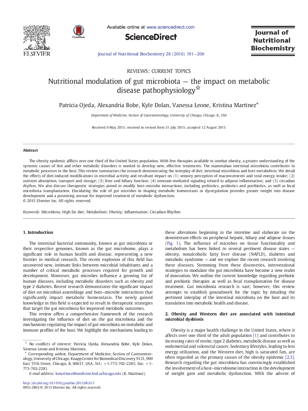 Nutritional modulation of gut microbiota — the impact on metabolic disease pathophysiology 