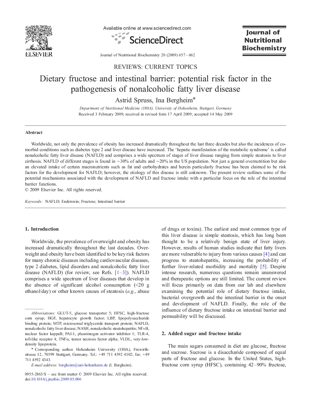 Dietary fructose and intestinal barrier: potential risk factor in the pathogenesis of nonalcoholic fatty liver disease