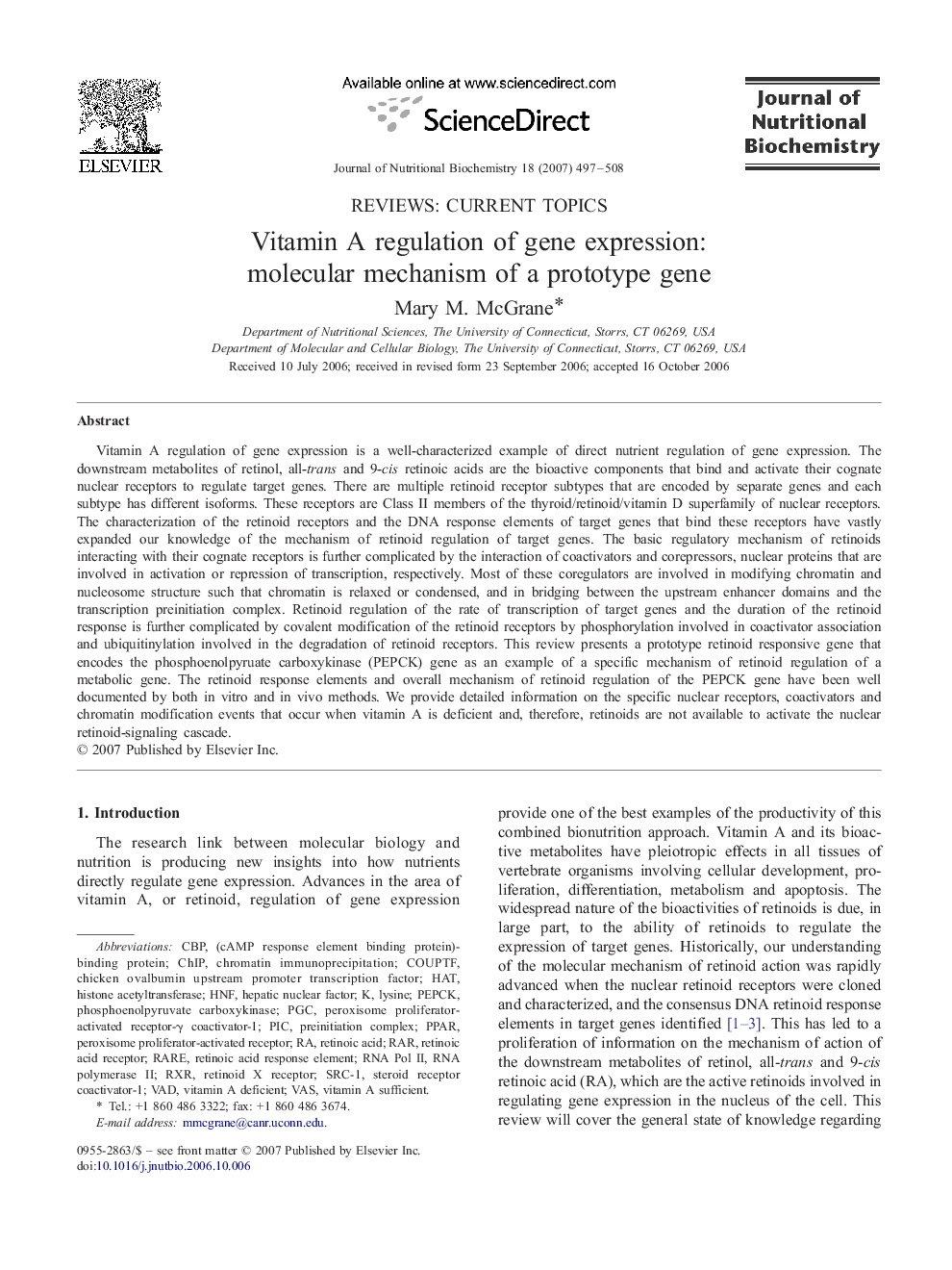 Vitamin A regulation of gene expression: molecular mechanism of a prototype gene