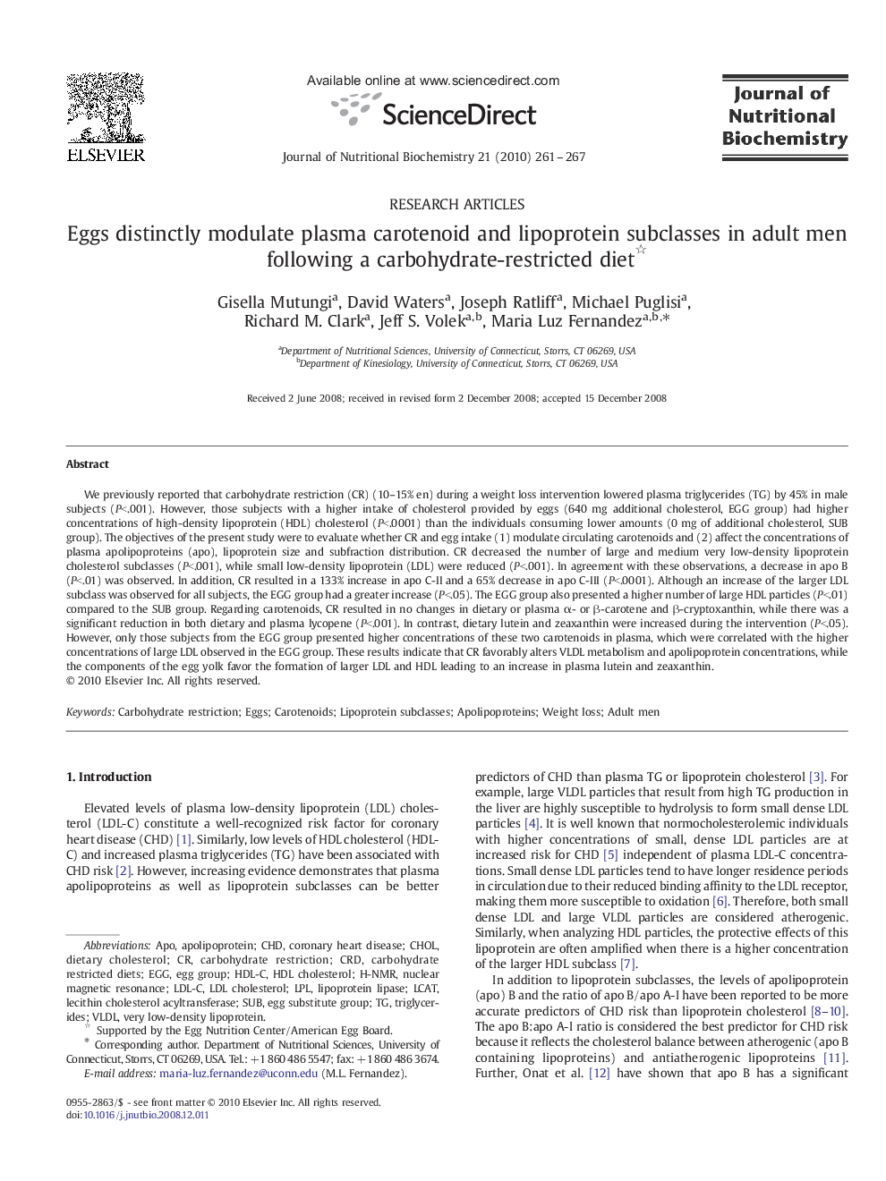 Eggs distinctly modulate plasma carotenoid and lipoprotein subclasses in adult men following a carbohydrate-restricted diet 