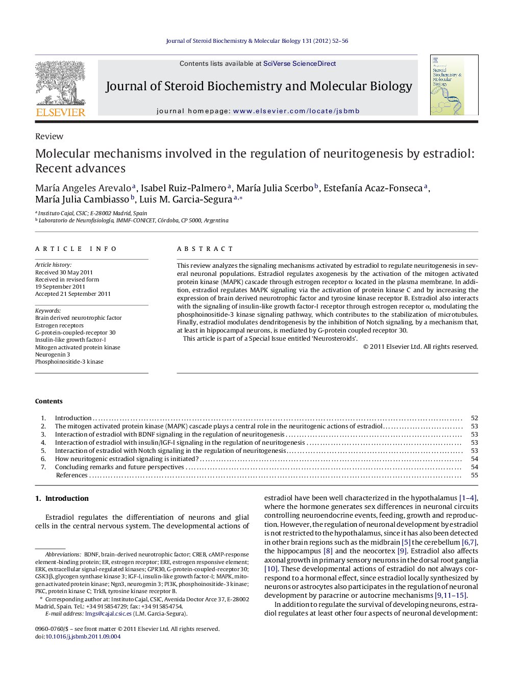 Molecular mechanisms involved in the regulation of neuritogenesis by estradiol: Recent advances