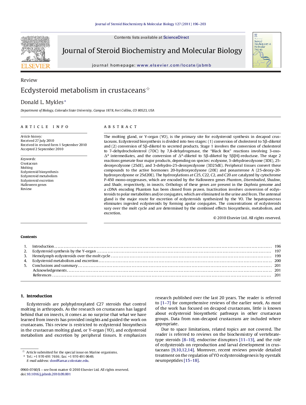 Ecdysteroid metabolism in crustaceans 