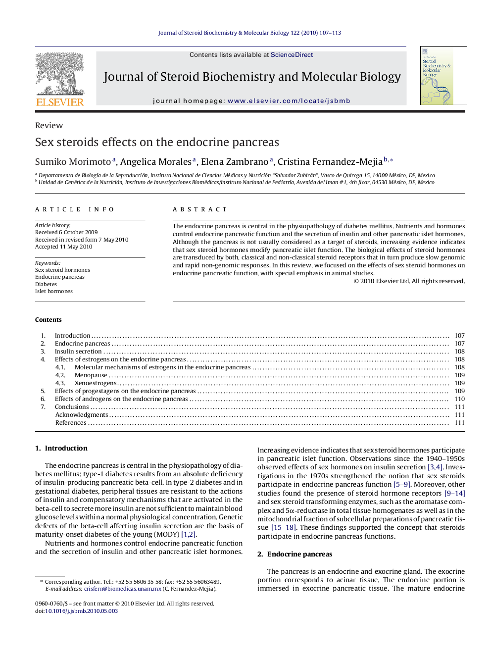 Sex steroids effects on the endocrine pancreas