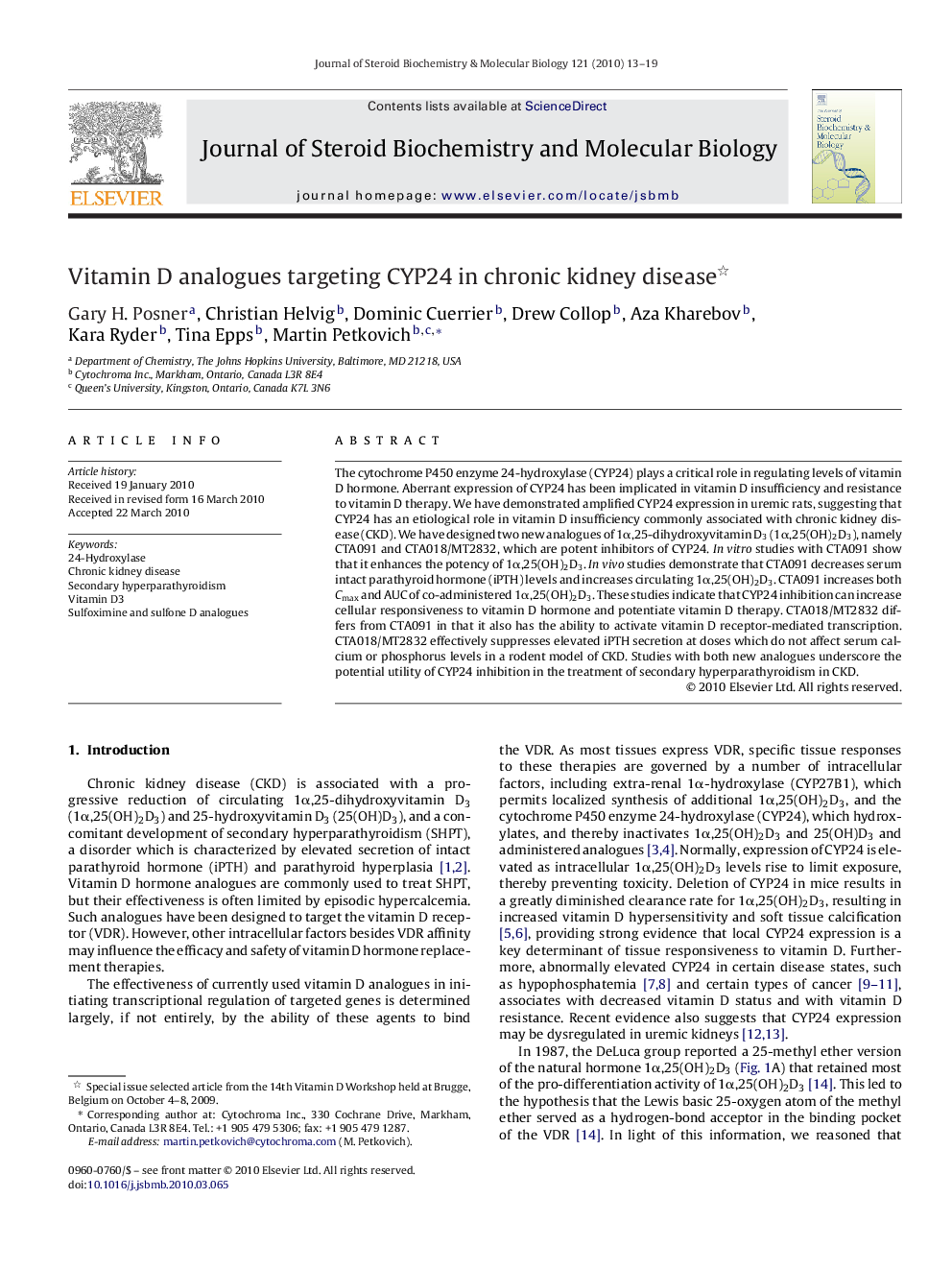 Vitamin D analogues targeting CYP24 in chronic kidney disease 