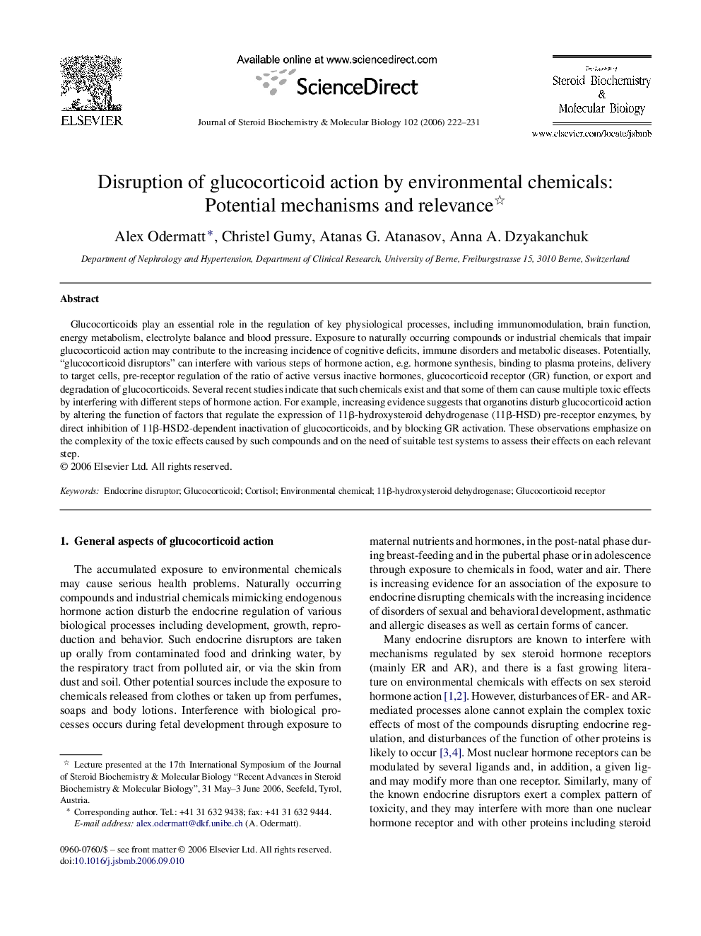 Disruption of glucocorticoid action by environmental chemicals: Potential mechanisms and relevance 