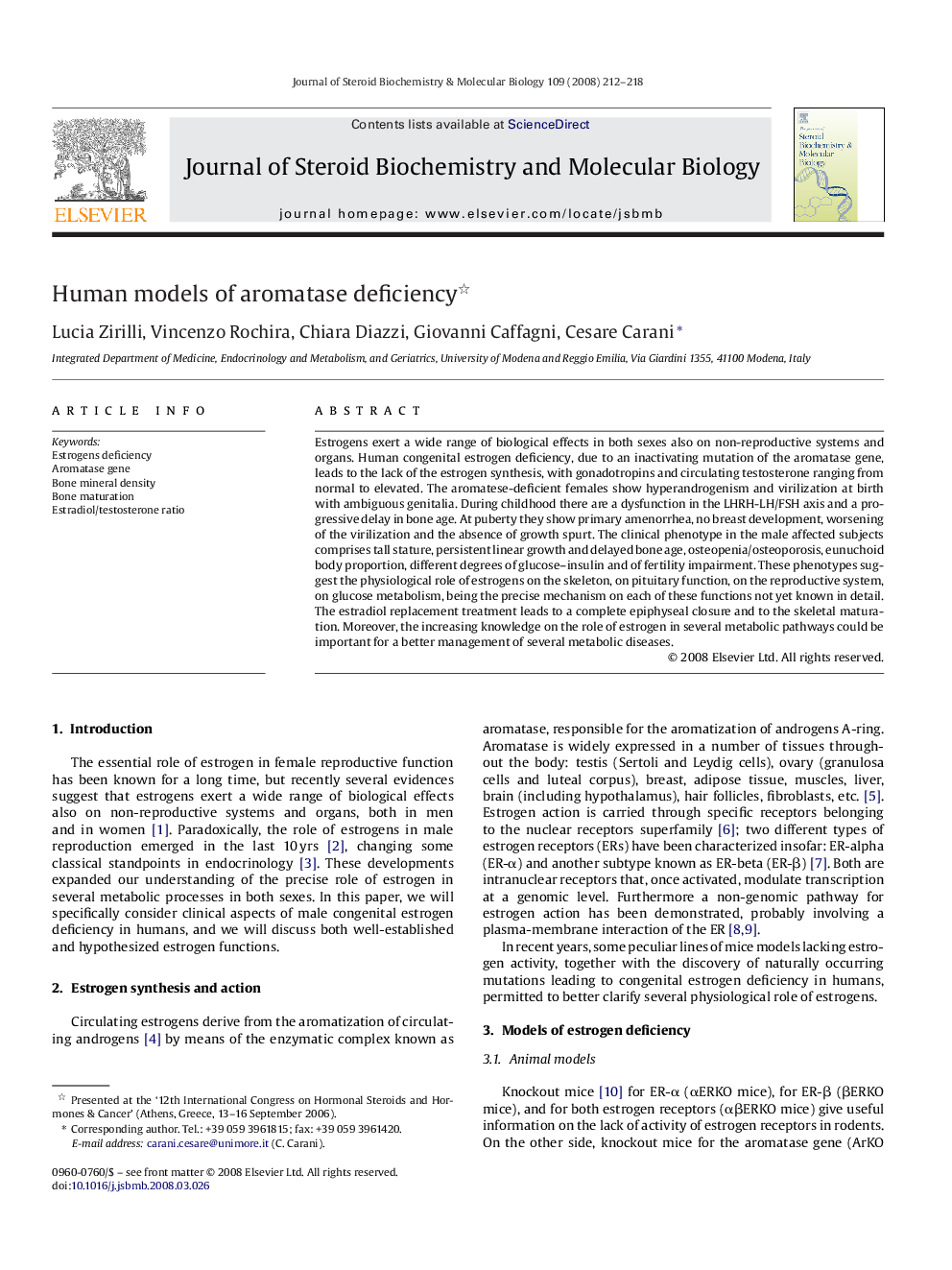 Human models of aromatase deficiency 