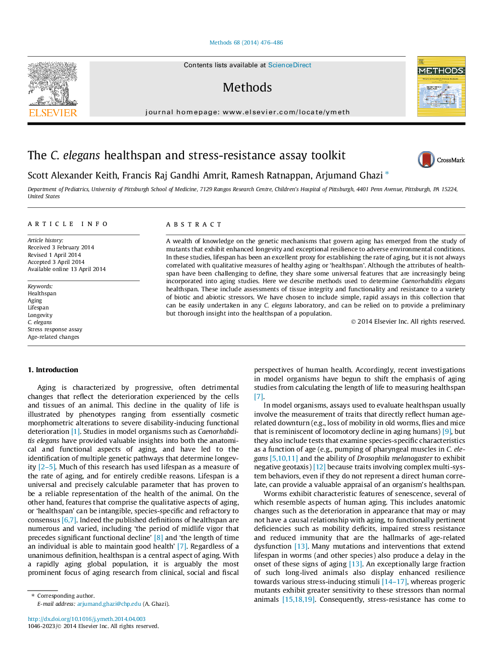 The C. elegans healthspan and stress-resistance assay toolkit