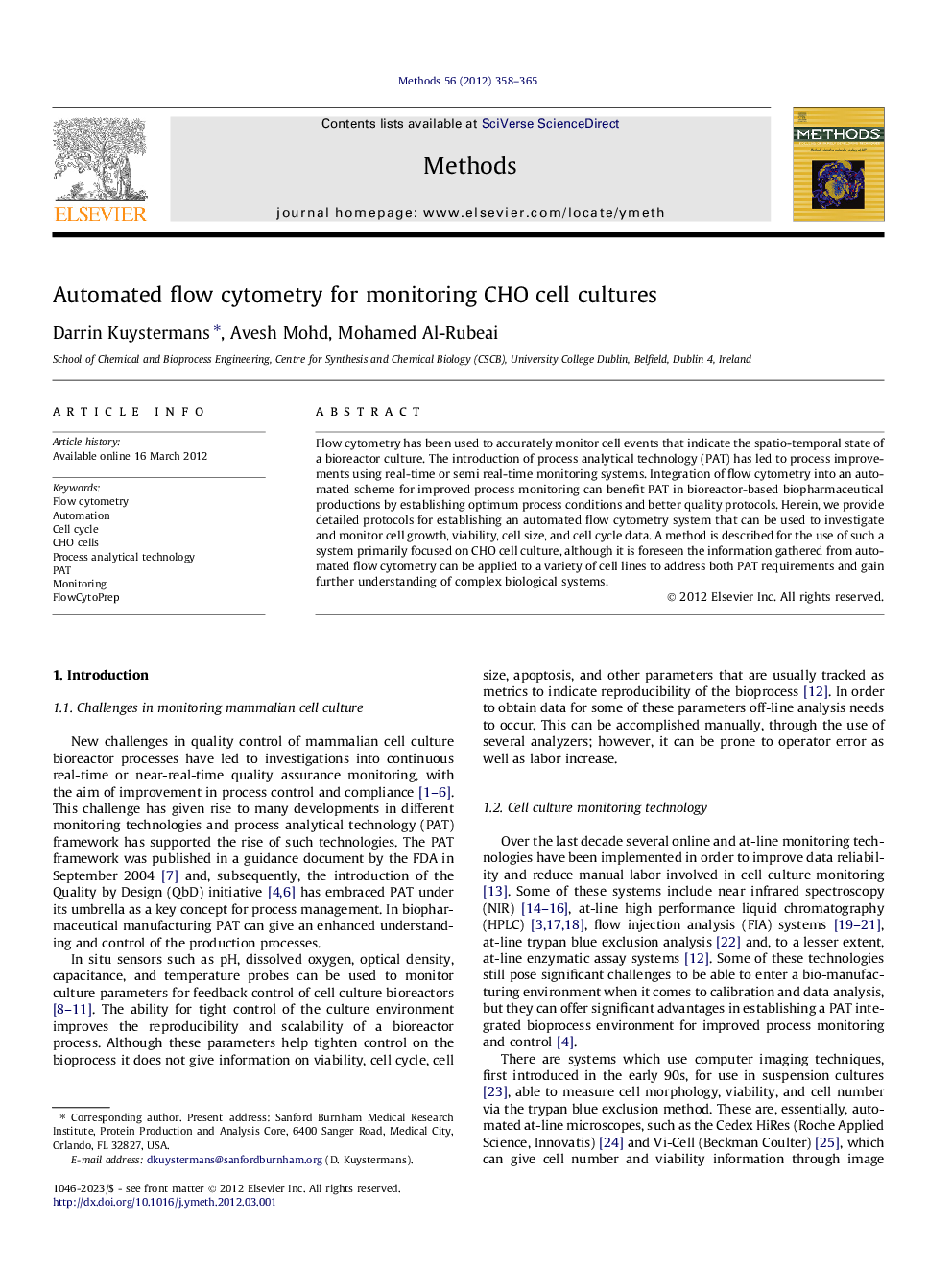 Automated flow cytometry for monitoring CHO cell cultures