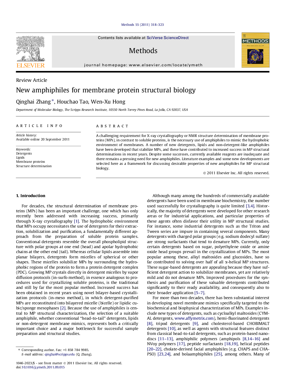 New amphiphiles for membrane protein structural biology