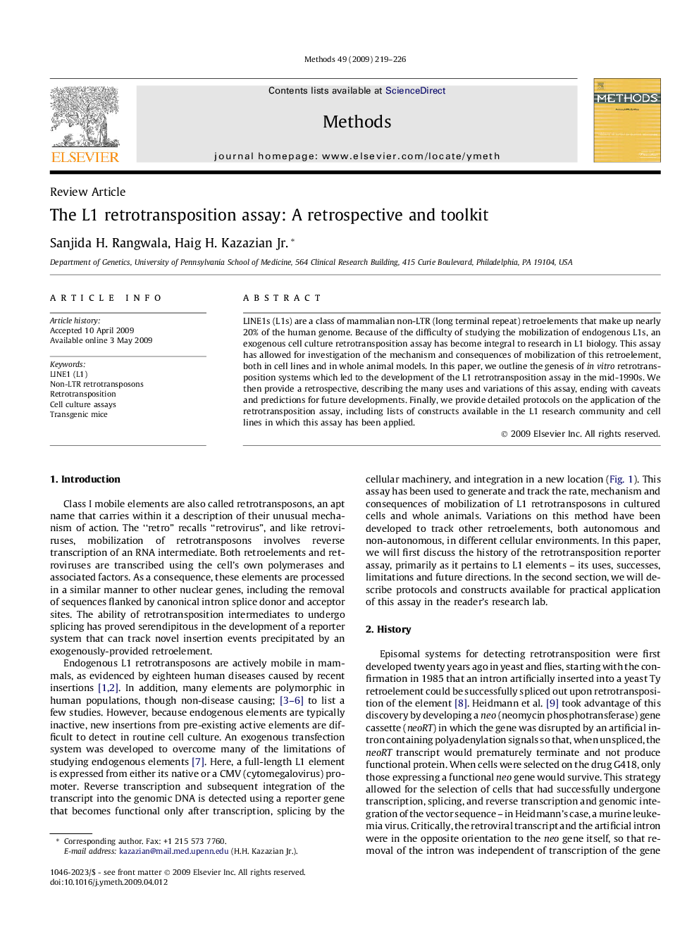 The L1 retrotransposition assay: A retrospective and toolkit