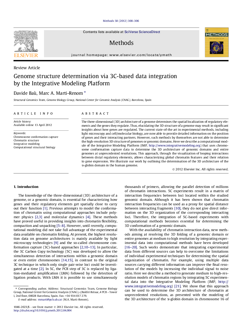 Genome structure determination via 3C-based data integration by the Integrative Modeling Platform