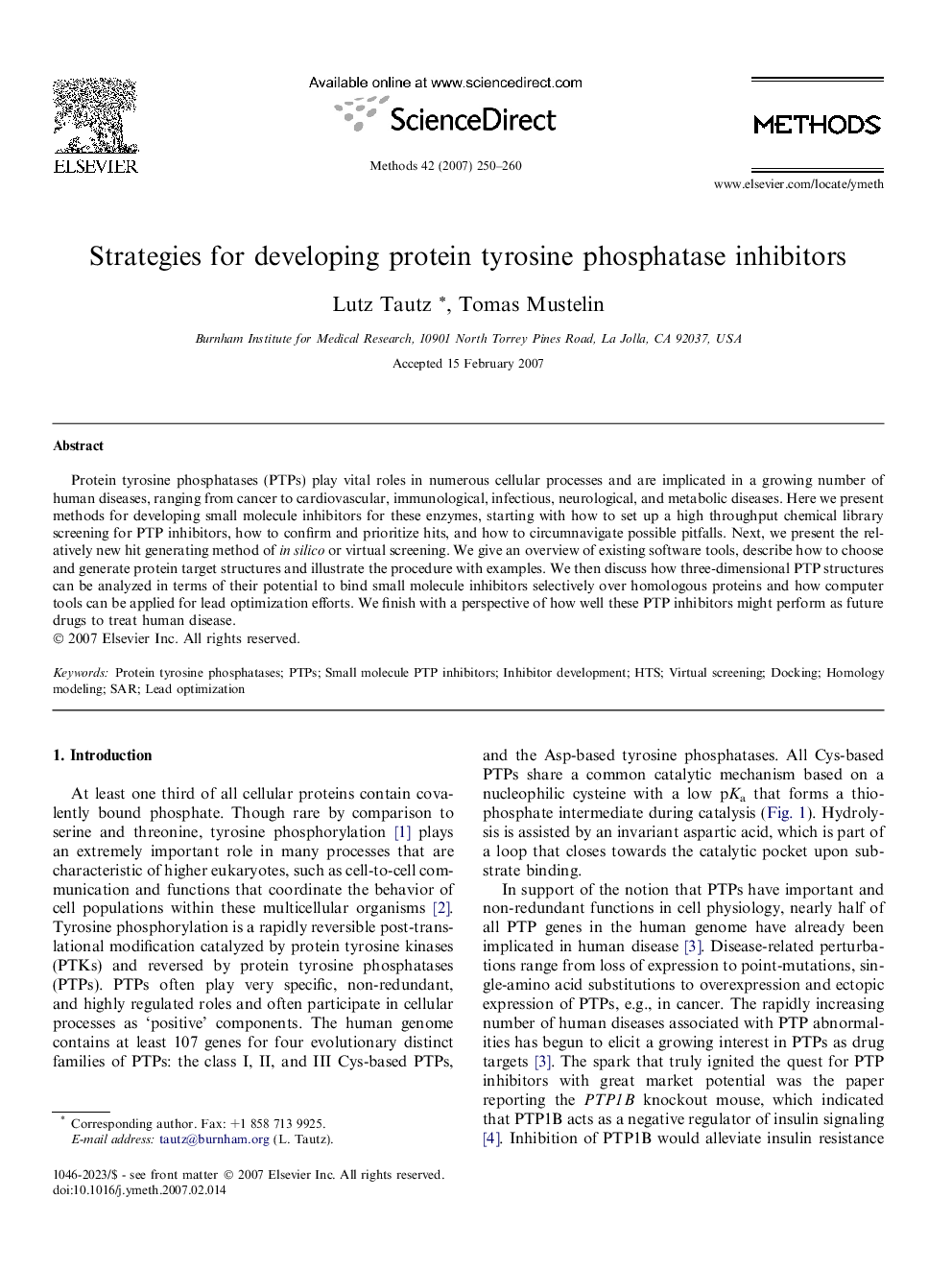 Strategies for developing protein tyrosine phosphatase inhibitors