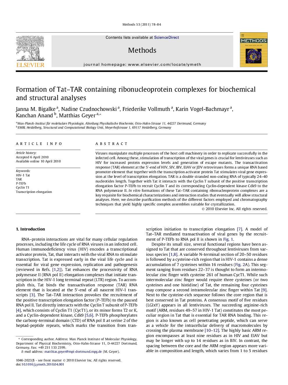 Formation of Tat–TAR containing ribonucleoprotein complexes for biochemical and structural analyses