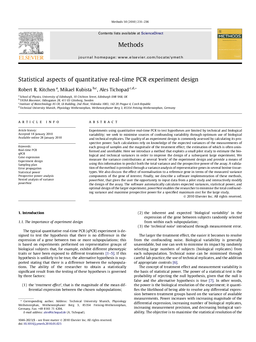 Statistical aspects of quantitative real-time PCR experiment design