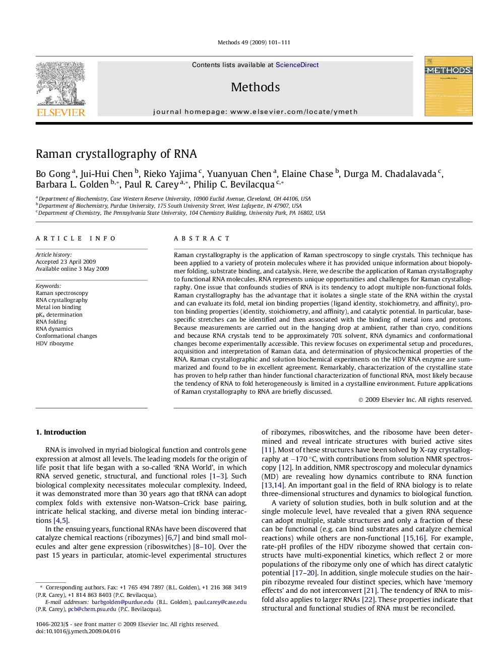 Raman crystallography of RNA