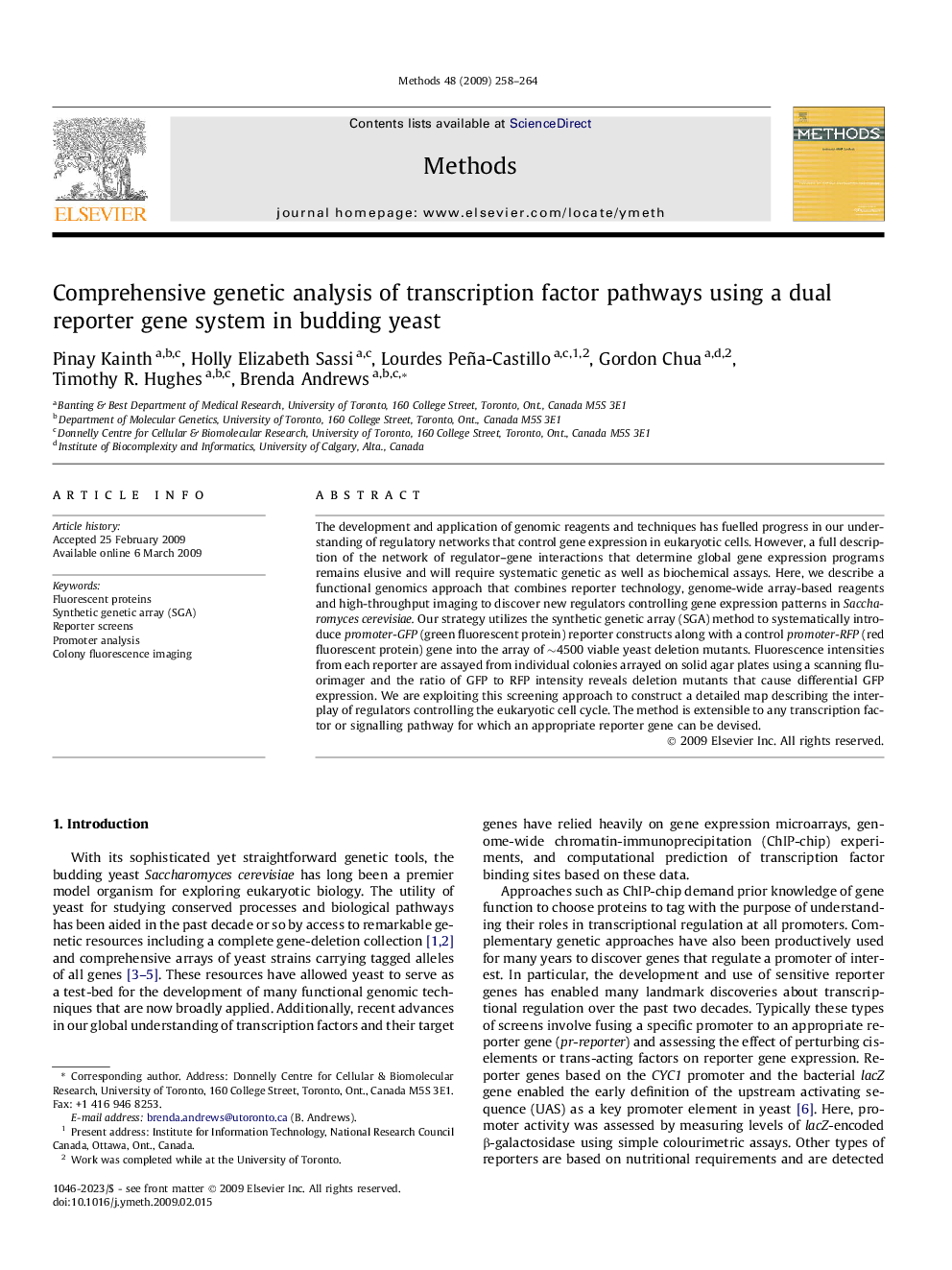 Comprehensive genetic analysis of transcription factor pathways using a dual reporter gene system in budding yeast