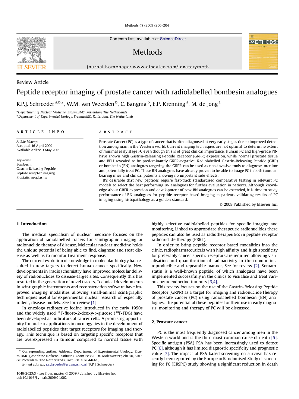 Peptide receptor imaging of prostate cancer with radiolabelled bombesin analogues