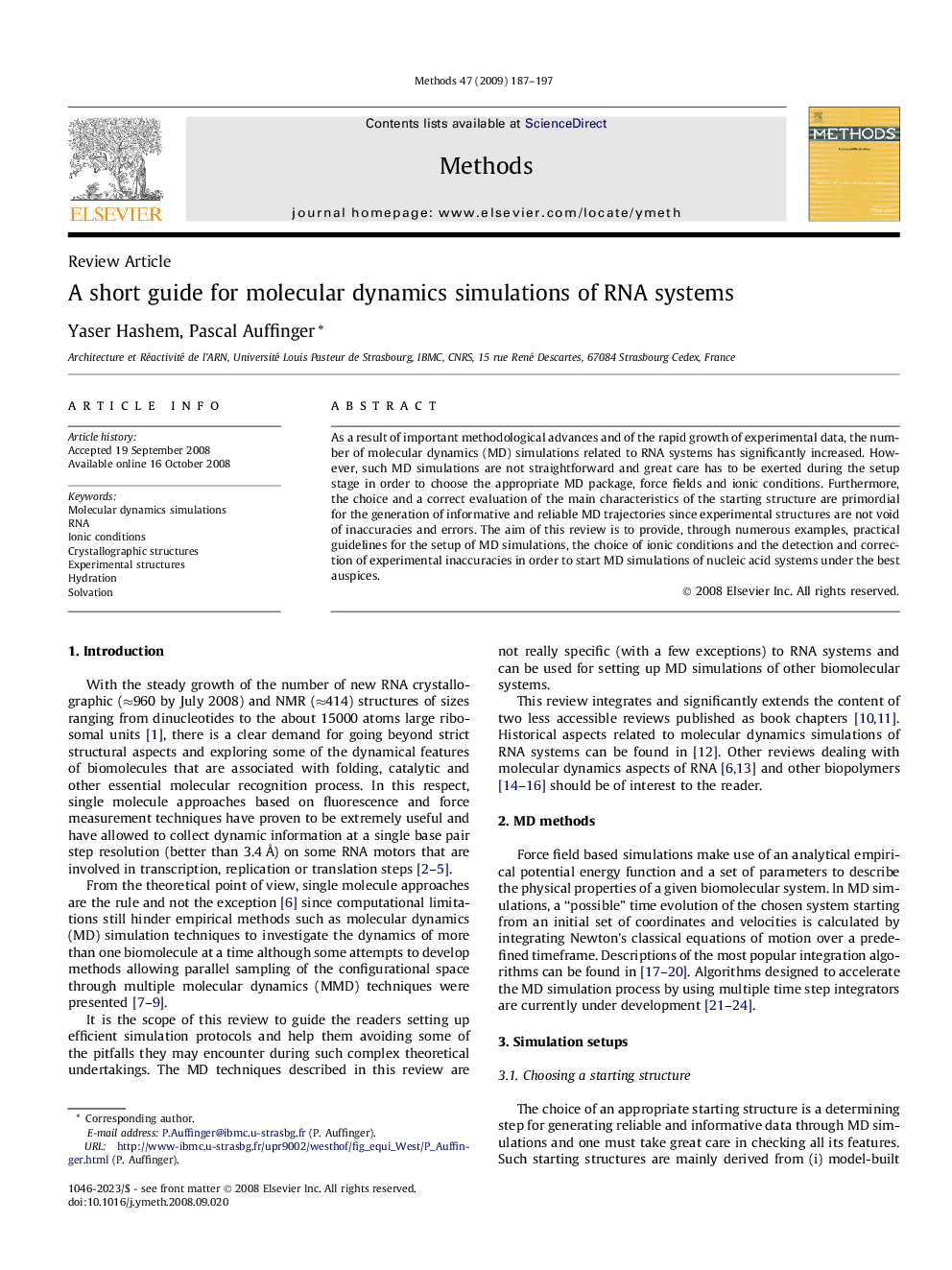 A short guide for molecular dynamics simulations of RNA systems