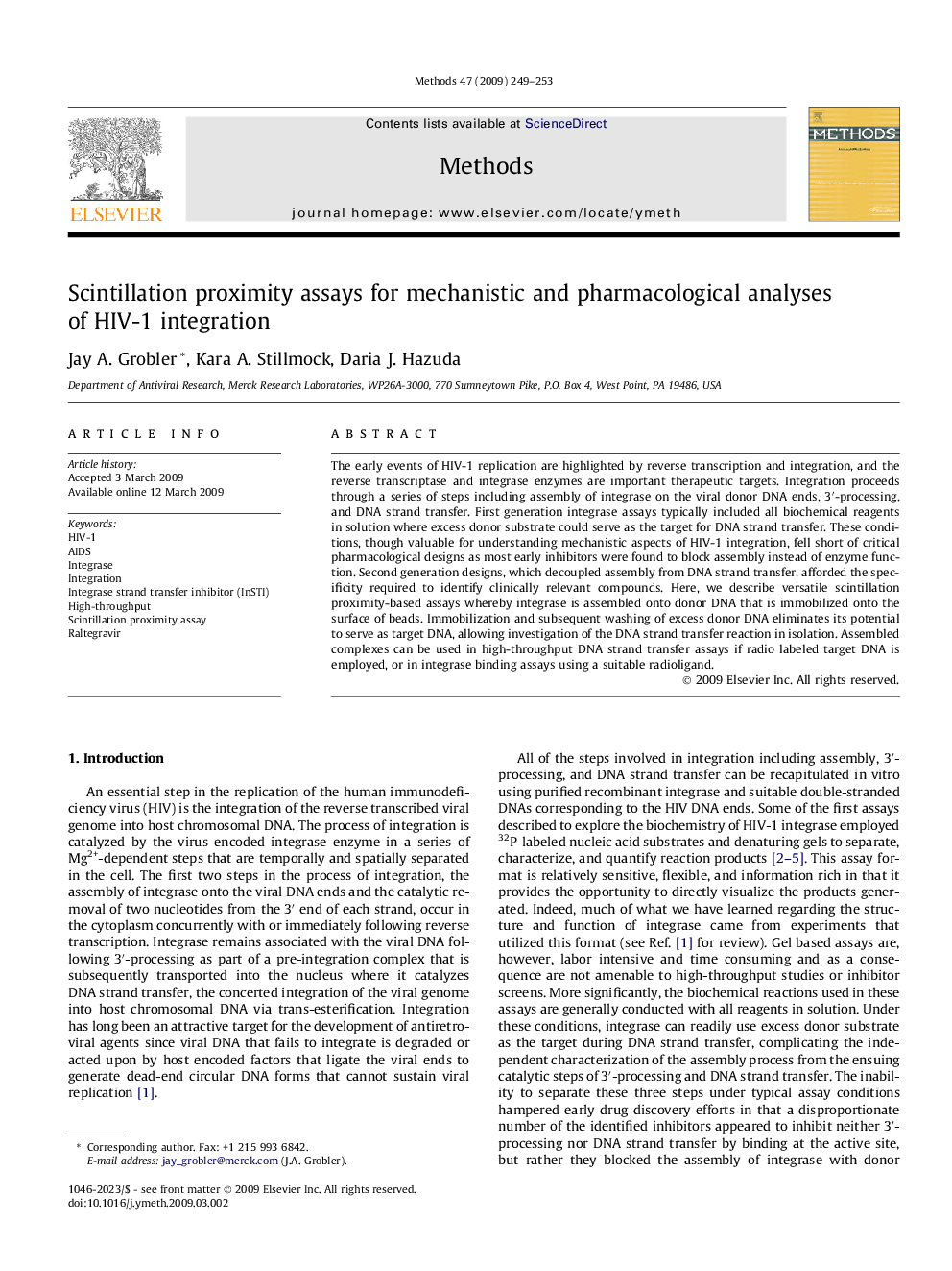 Scintillation proximity assays for mechanistic and pharmacological analyses of HIV-1 integration