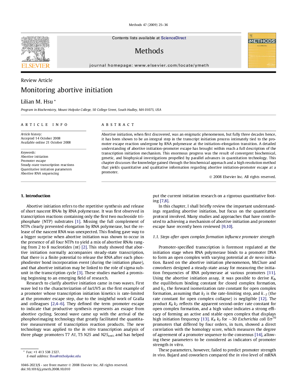 Monitoring abortive initiation