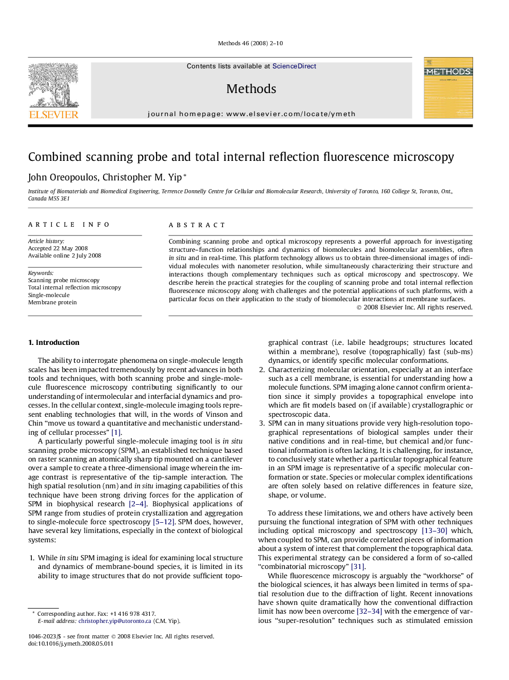 Combined scanning probe and total internal reflection fluorescence microscopy