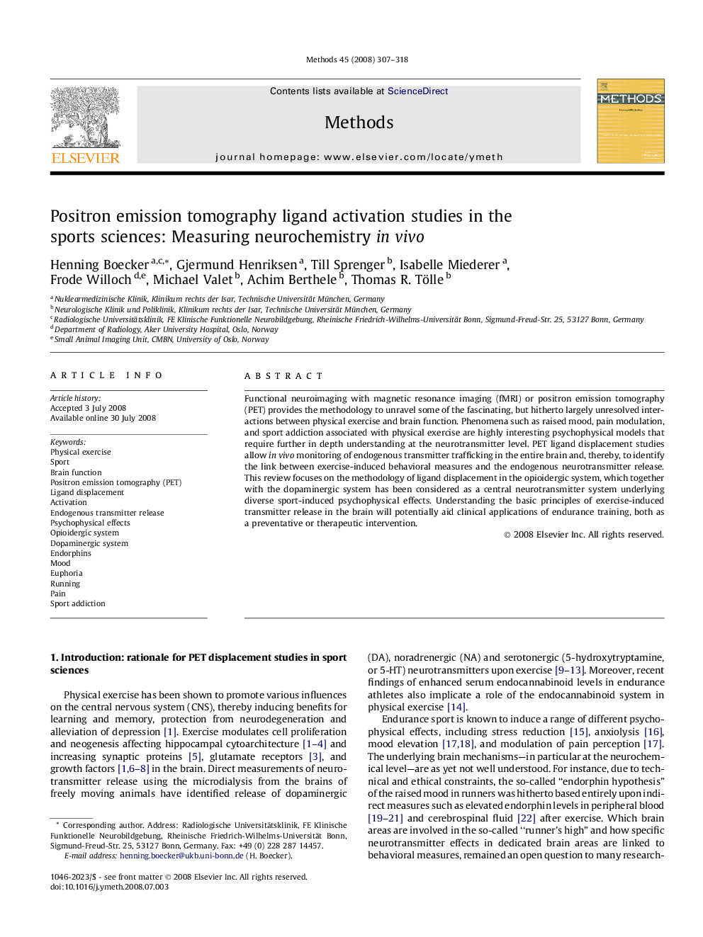 Positron emission tomography ligand activation studies in the sports sciences: Measuring neurochemistry in vivo