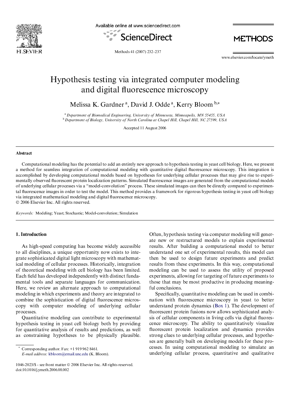 Hypothesis testing via integrated computer modeling and digital fluorescence microscopy