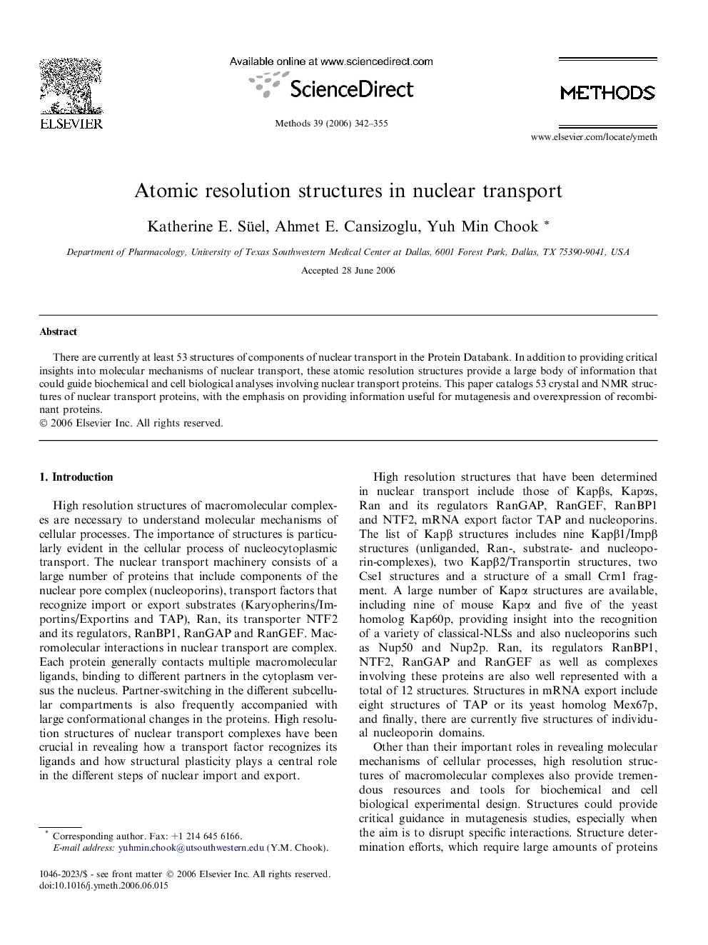 Atomic resolution structures in nuclear transport