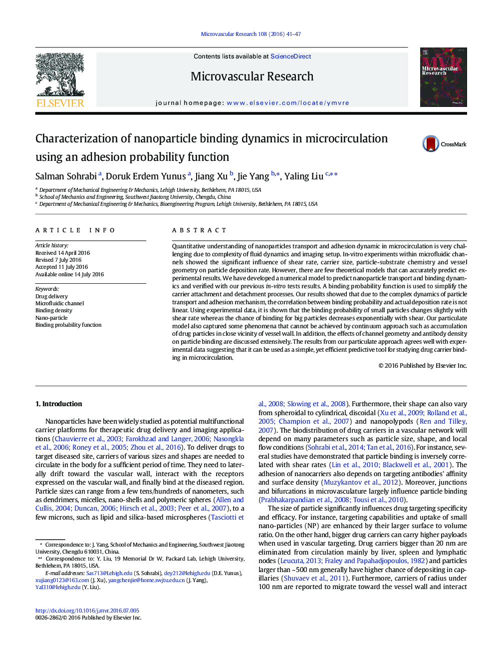 Characterization of nanoparticle binding dynamics in microcirculation using an adhesion probability function