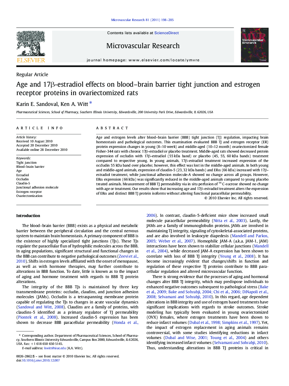 Age and 17β-estradiol effects on blood–brain barrier tight junction and estrogen receptor proteins in ovariectomized rats