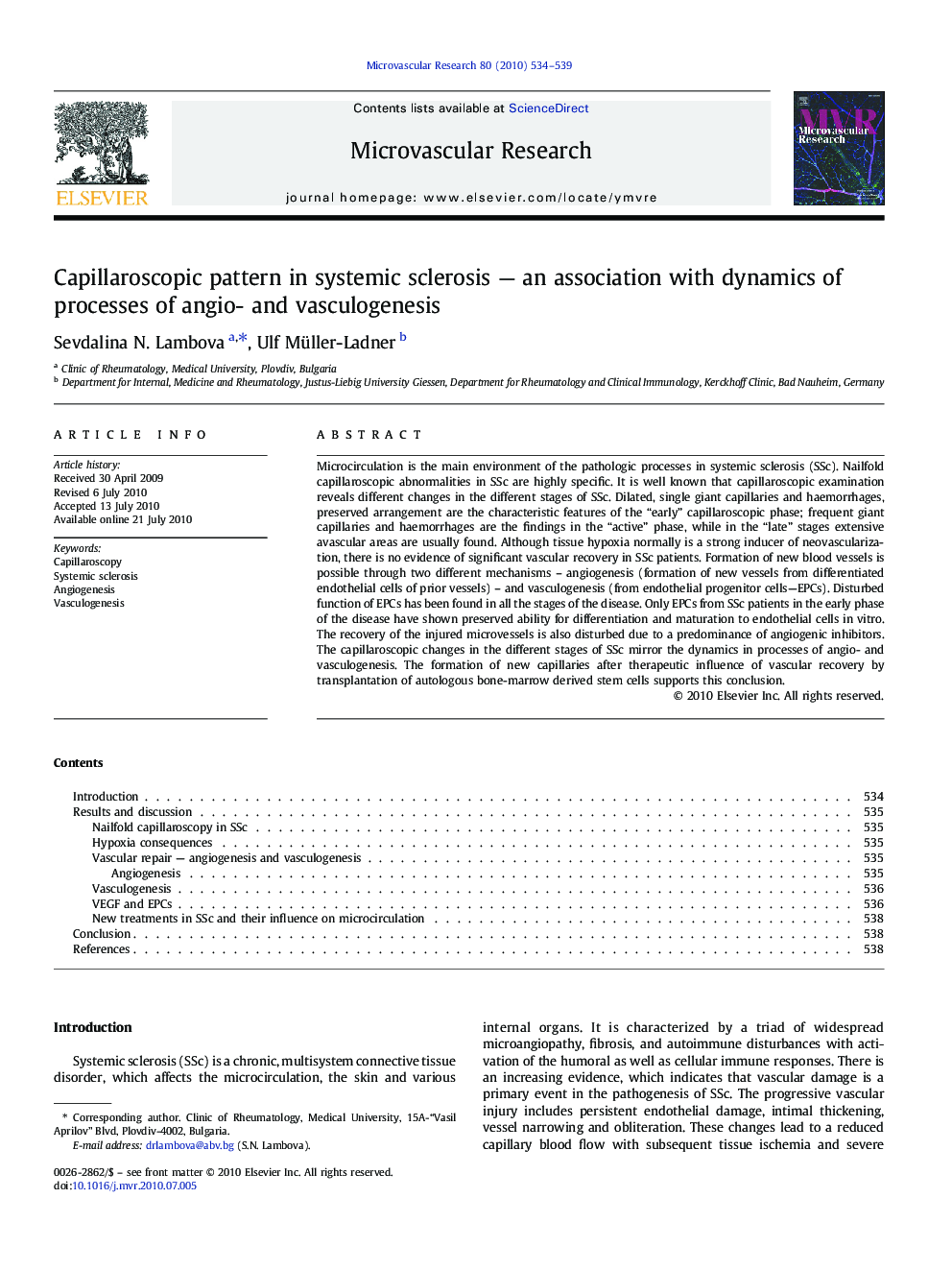 Capillaroscopic pattern in systemic sclerosis — an association with dynamics of processes of angio- and vasculogenesis