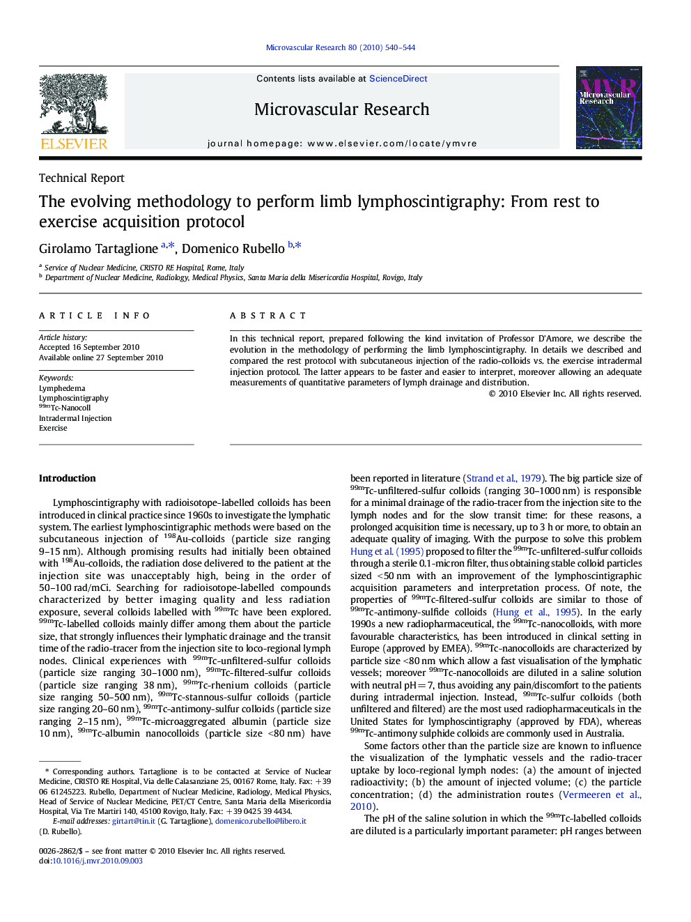 The evolving methodology to perform limb lymphoscintigraphy: From rest to exercise acquisition protocol