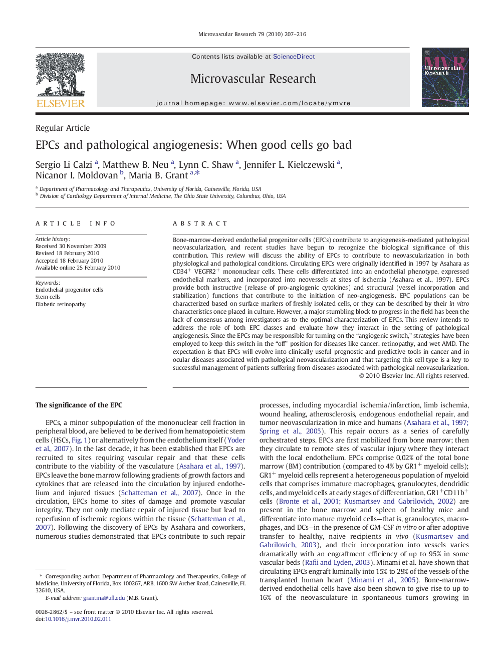 EPCs and pathological angiogenesis: When good cells go bad