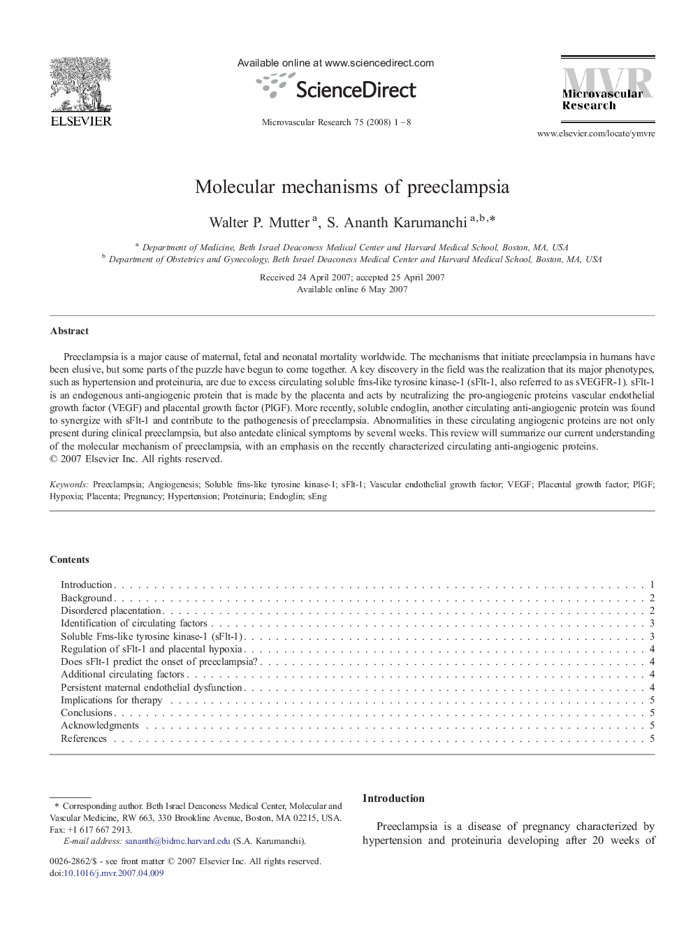 Molecular mechanisms of preeclampsia