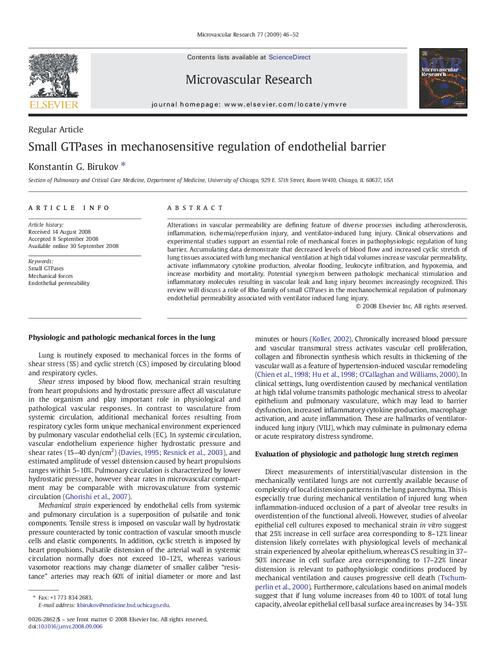 Small GTPases in mechanosensitive regulation of endothelial barrier