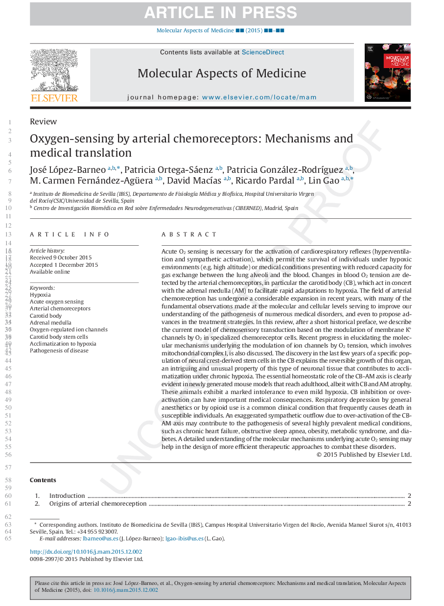 Oxygen-sensing by arterial chemoreceptors: Mechanisms and medical translation