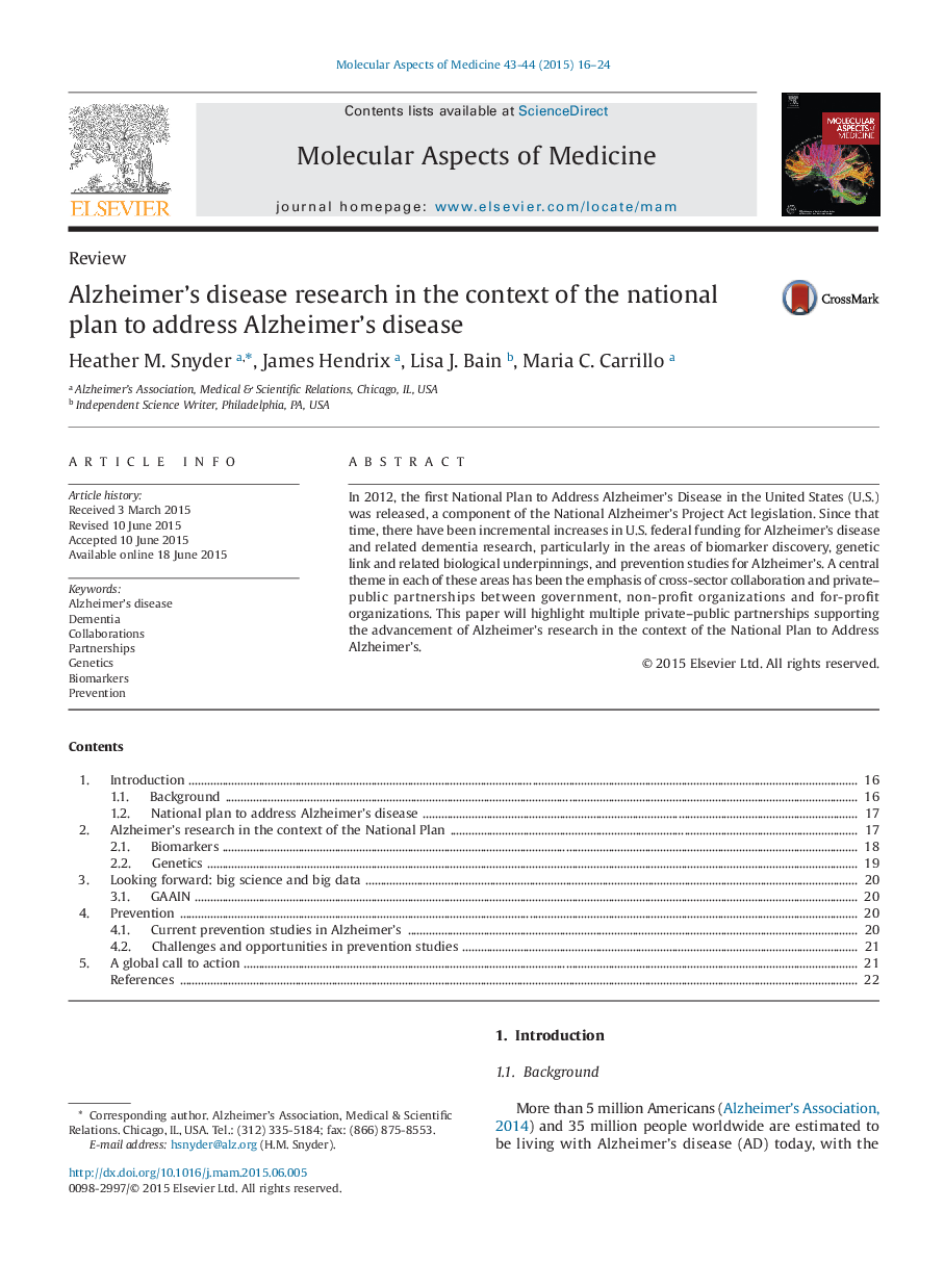 Alzheimer's disease research in the context of the national plan to address Alzheimer's disease