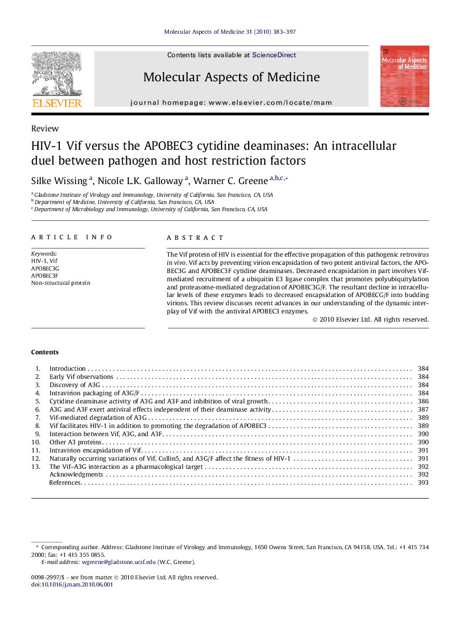 HIV-1 Vif versus the APOBEC3 cytidine deaminases: An intracellular duel between pathogen and host restriction factors