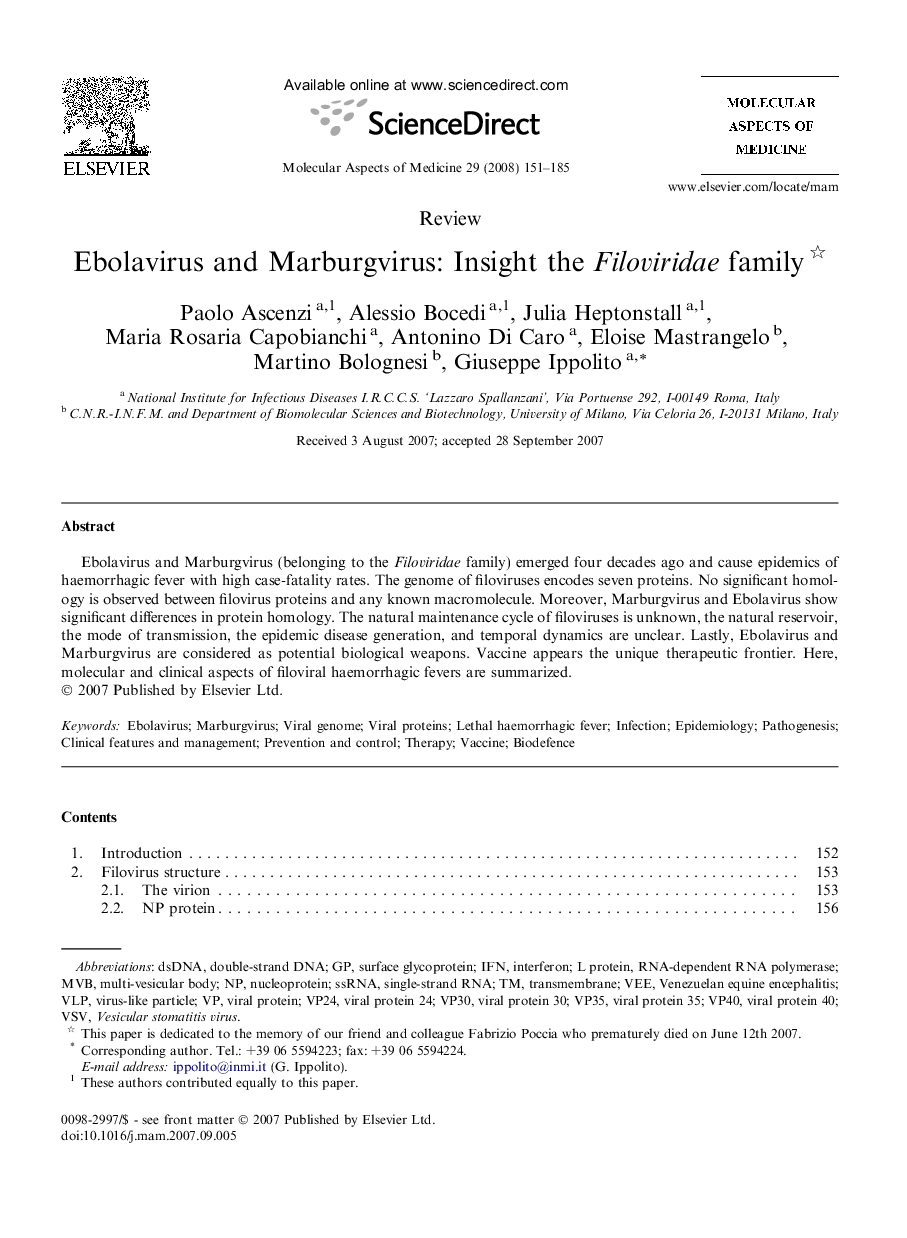 Ebolavirus and Marburgvirus: Insight the Filoviridae family 