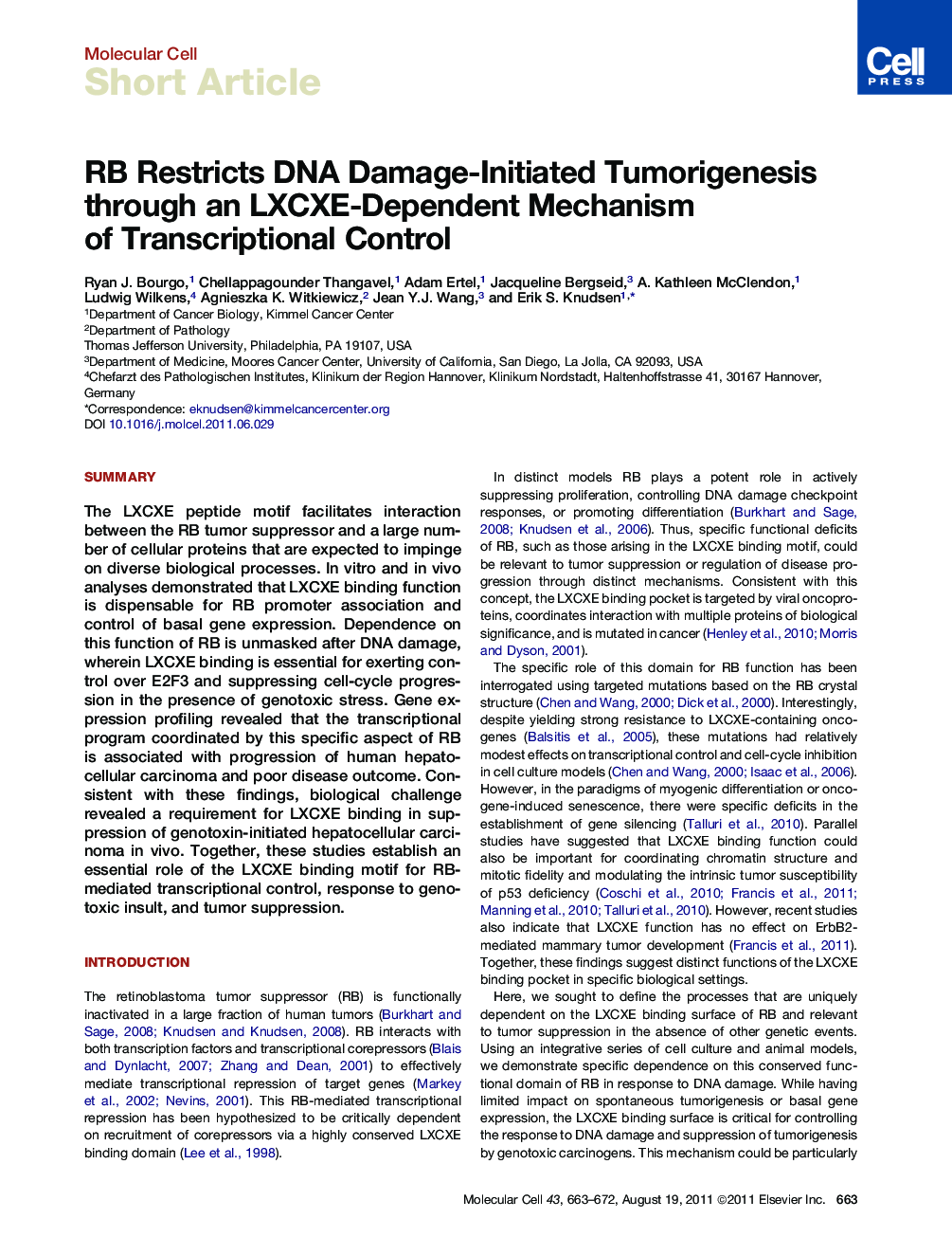 RB Restricts DNA Damage-Initiated Tumorigenesis through an LXCXE-Dependent Mechanism of Transcriptional Control