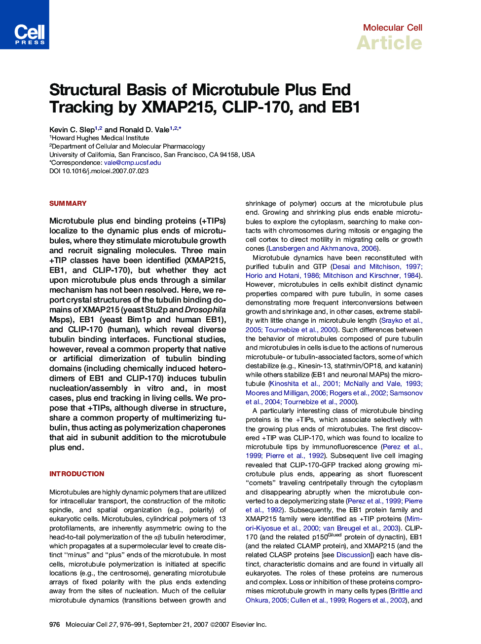 Structural Basis of Microtubule Plus End Tracking by XMAP215, CLIP-170, and EB1