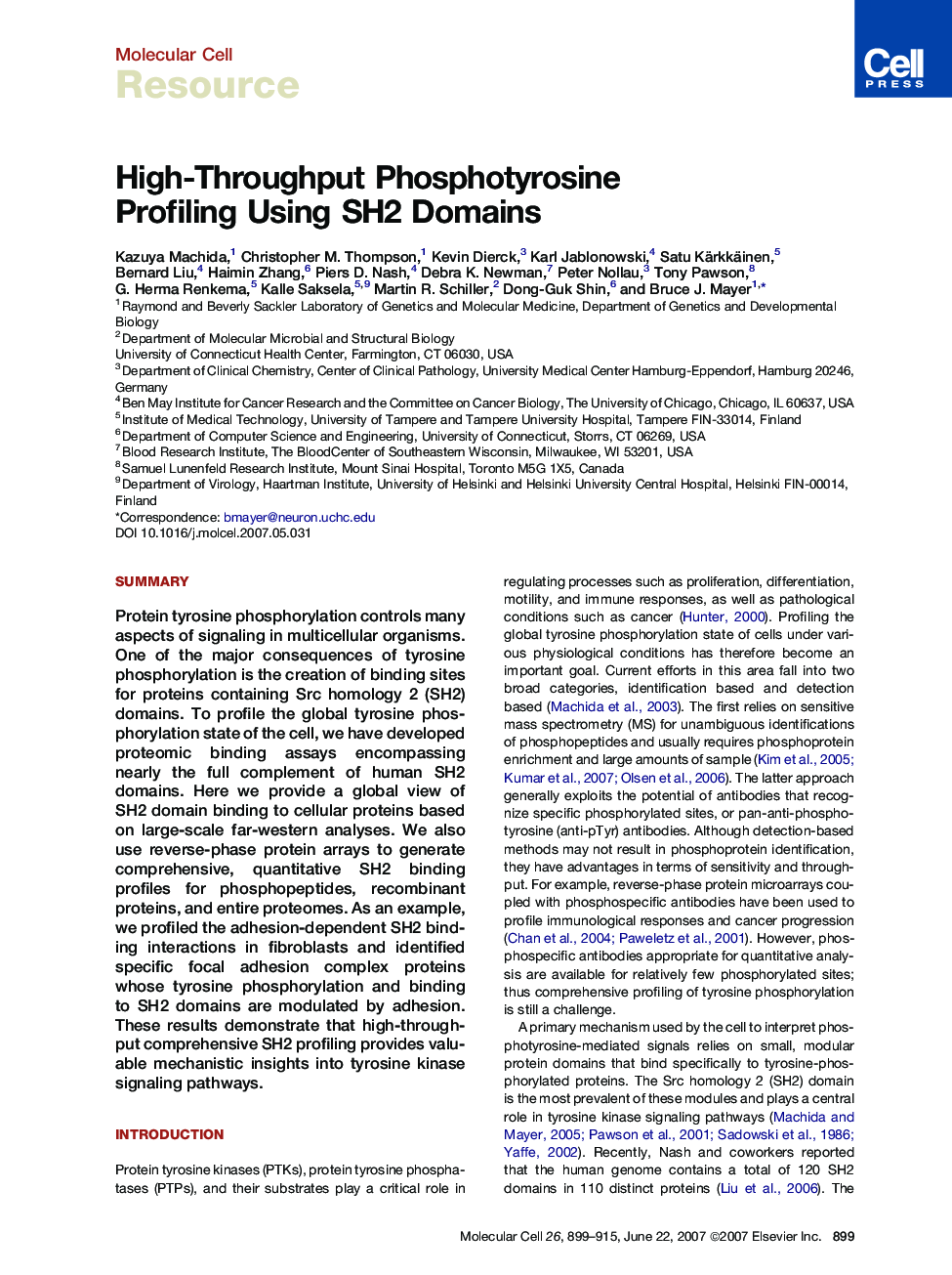 High-Throughput Phosphotyrosine Profiling Using SH2 Domains