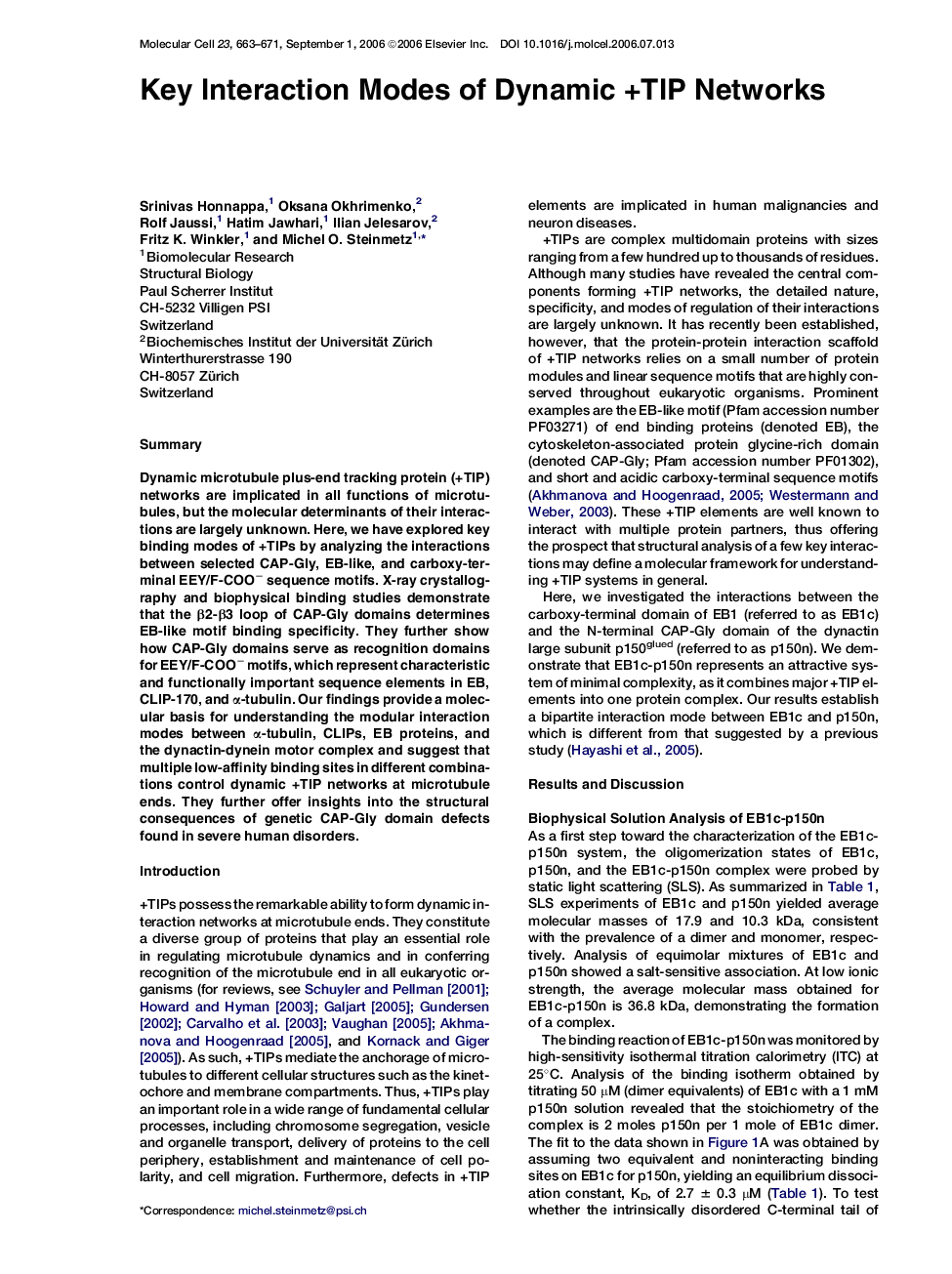 Key Interaction Modes of Dynamic +TIP Networks