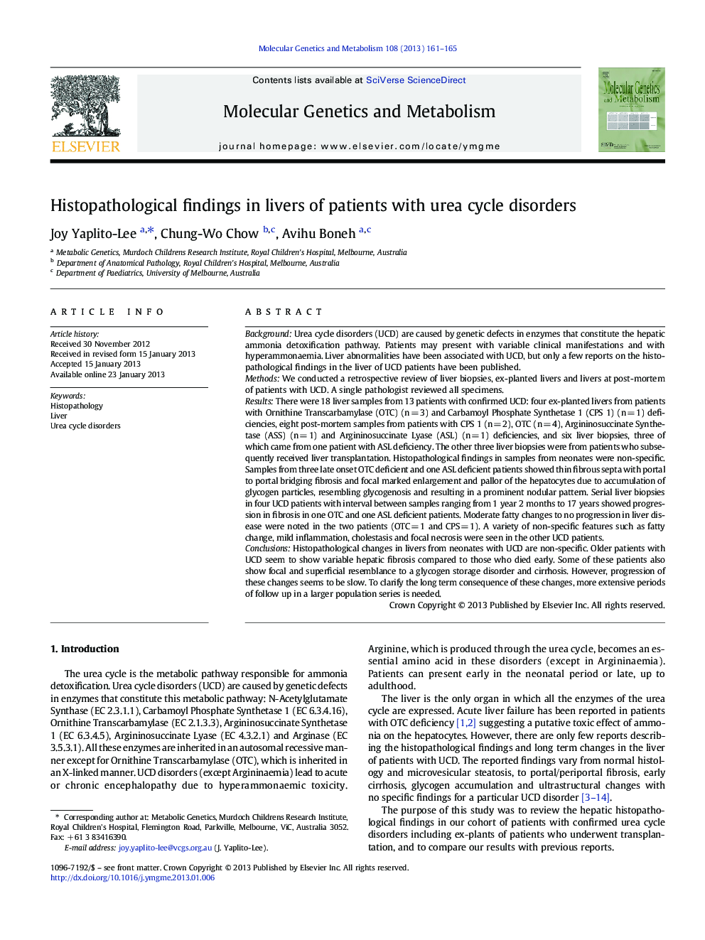 عکس صفحه اول مقاله: Histopathological findings in livers of patients with urea cycle disorders Histopathological findings in livers of patients with urea cycle disorders