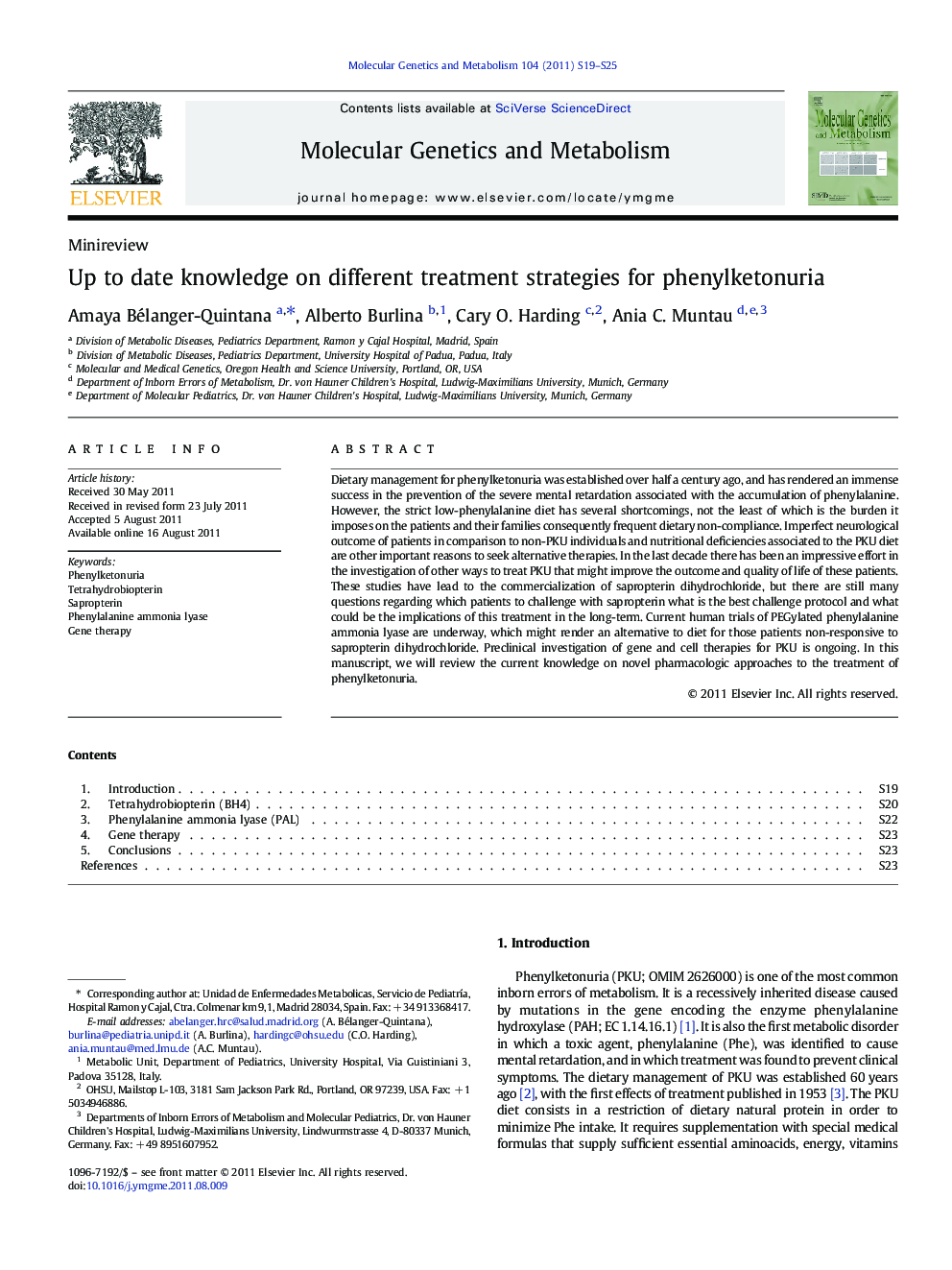 Up to date knowledge on different treatment strategies for phenylketonuria