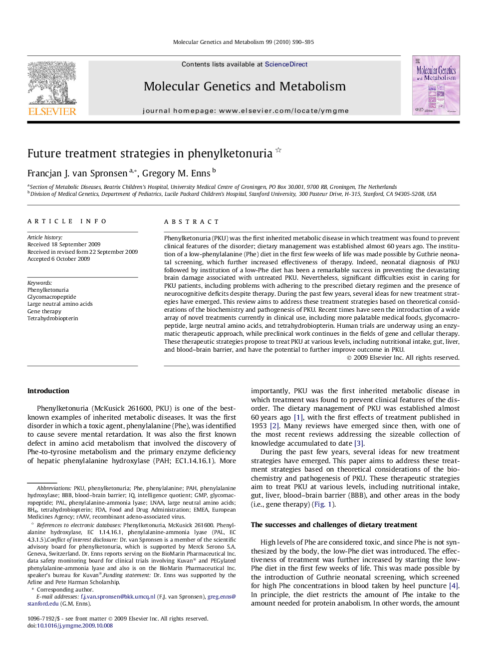 Future treatment strategies in phenylketonuria 