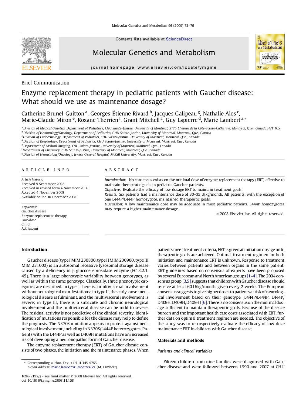 عکس صفحه اول مقاله: Enzyme replacement therapy in pediatric patients with Gaucher disease: What should we use as maintenance dosage? Enzyme replacement therapy in pediatric patients with Gaucher disease: What should we use as maintenance dosage?